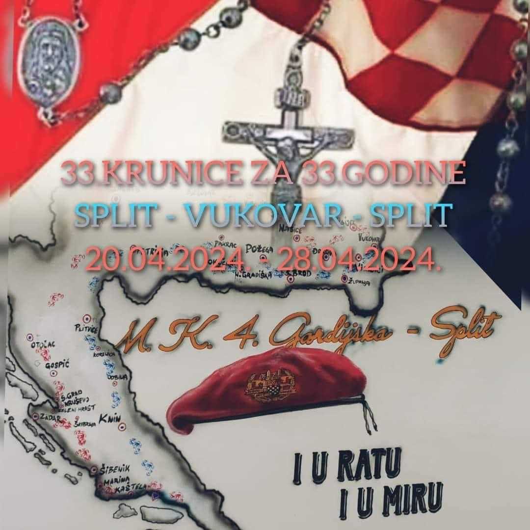 Sutra u Požegi moto karavana Split – Vukovar “33. krunice za 33. godine”