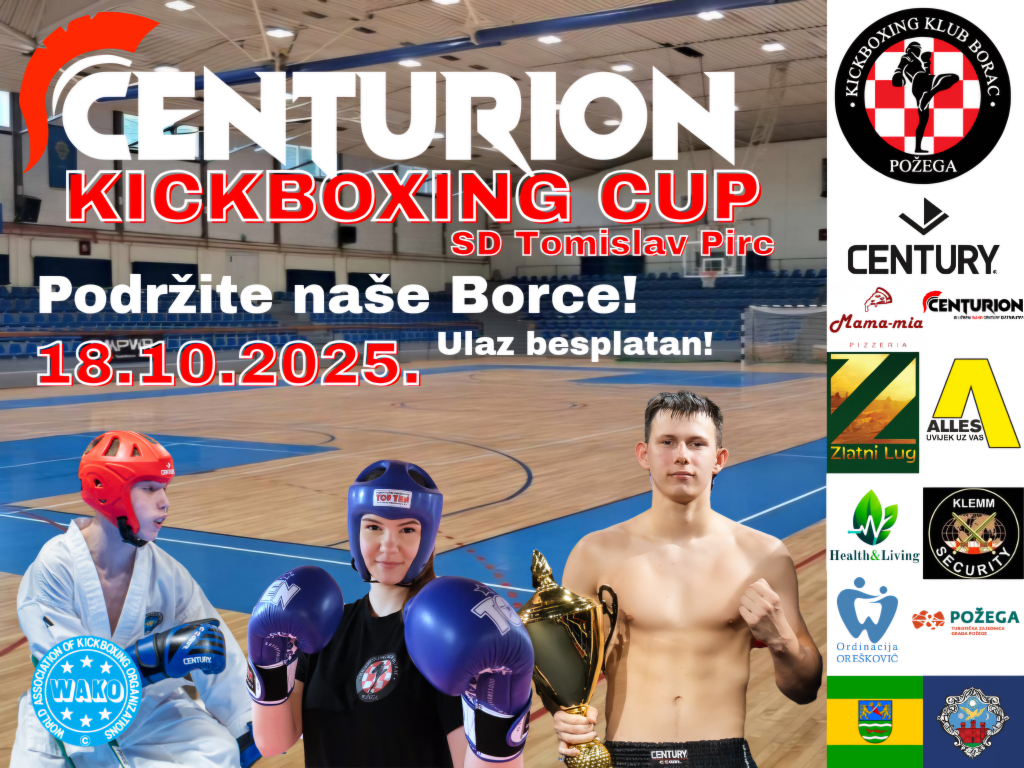 Podržite sutra u “Grabriku” 20 požeških boraca na Centurion Kickboxing kupu- ulaz je besplatan!