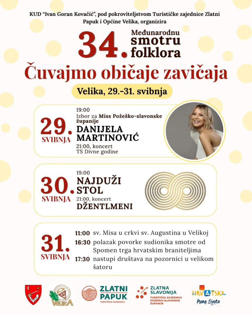 Najduži stol, koncerti i folklor: Velika priprema bogat program, pjeva Danijela Martinović