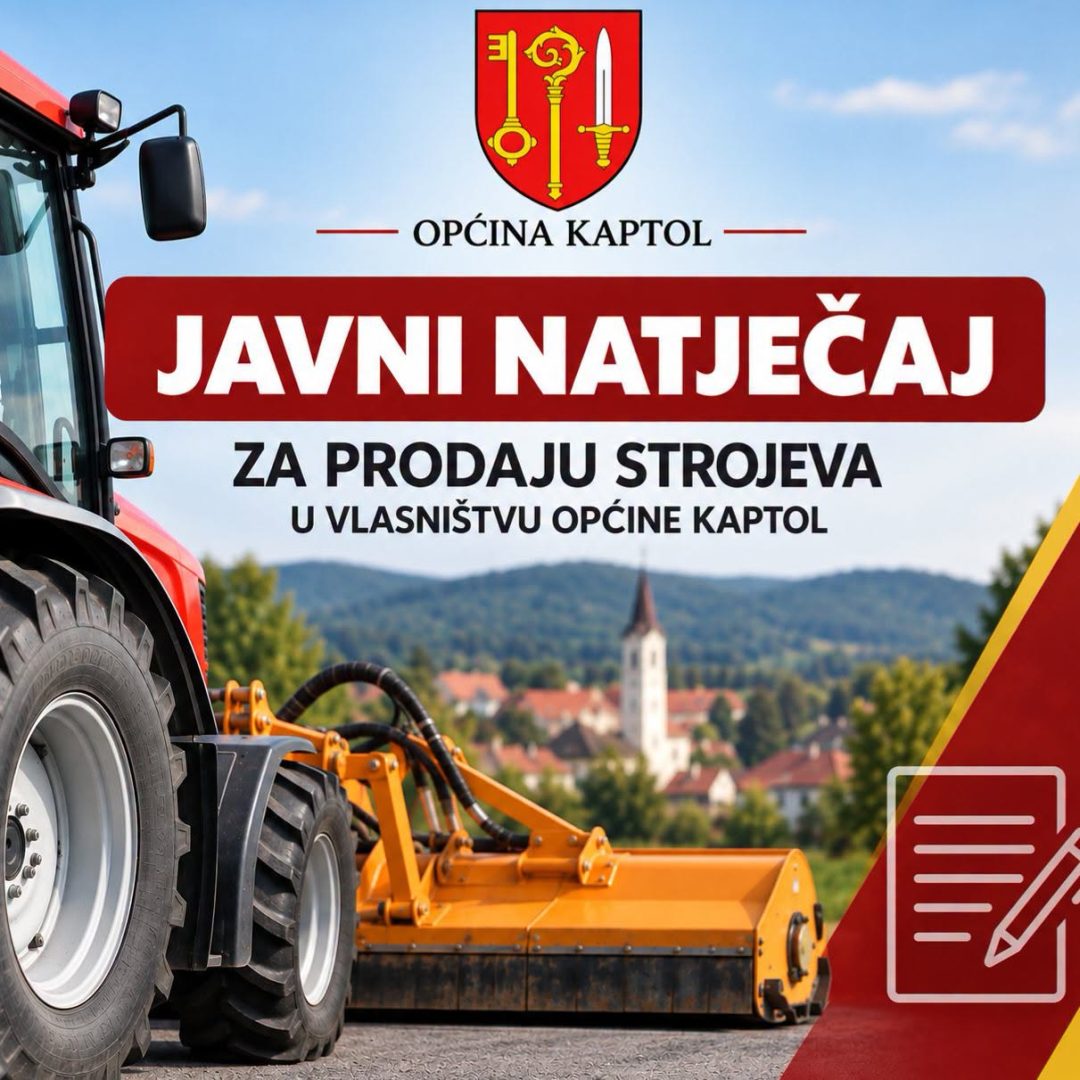 Općina Kaptol prodaje rabljene strojeve: ponude se primaju do 8. listopada