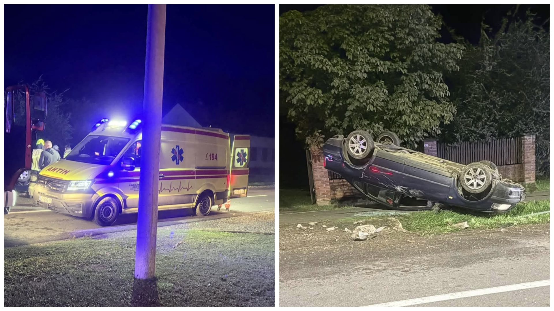 Automobil završio na krovu, interveniralo 13 vatrogasaca