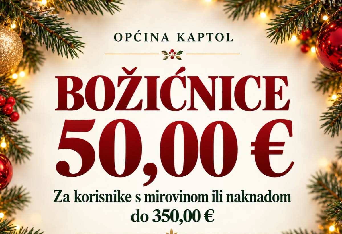 Općina Kaptol dodjeljuje božićnice od 50 eura, zahtjevi do 30. studenoga